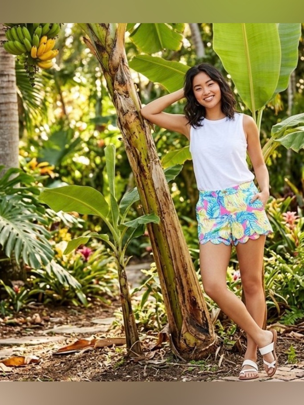 Lilly Pulitzer Pink Tropical Scalloped Buttercup Shorts